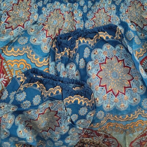 Joob Joob Turquoise Gold Mandala Print Pull On Hippie Harem Pants Size L / XL - Picture 10 of 13